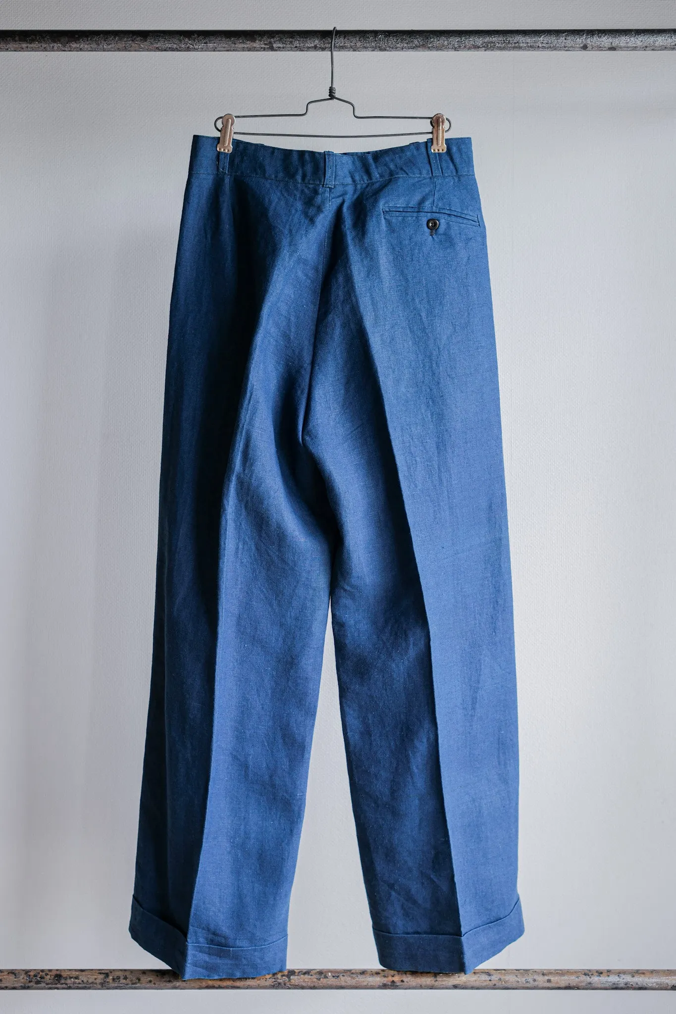 [~ 40's] Navy français Indigo Linen Mécanique pantalon 