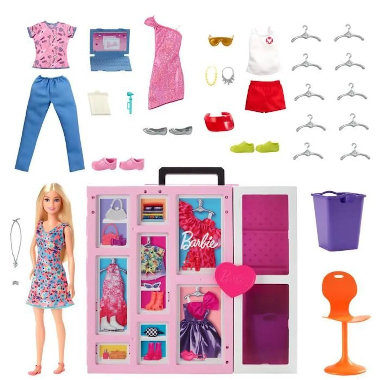 Barbie®-Poupée et Coffret Dressing Deluxe, + de 60 cm, dès 3 ans HGX57 rose - Barbie
