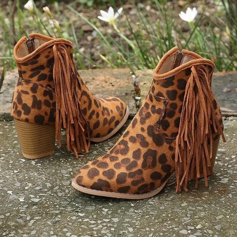 Bottines Léopard à Franges