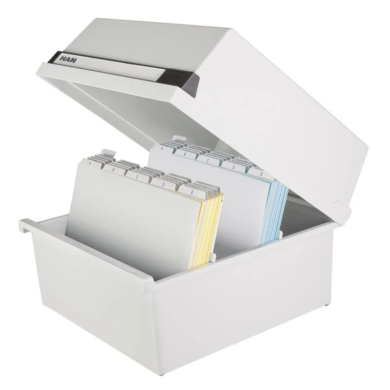Boîte à fiche A4 paysage - jusqu'à 1.300 fiches - gris