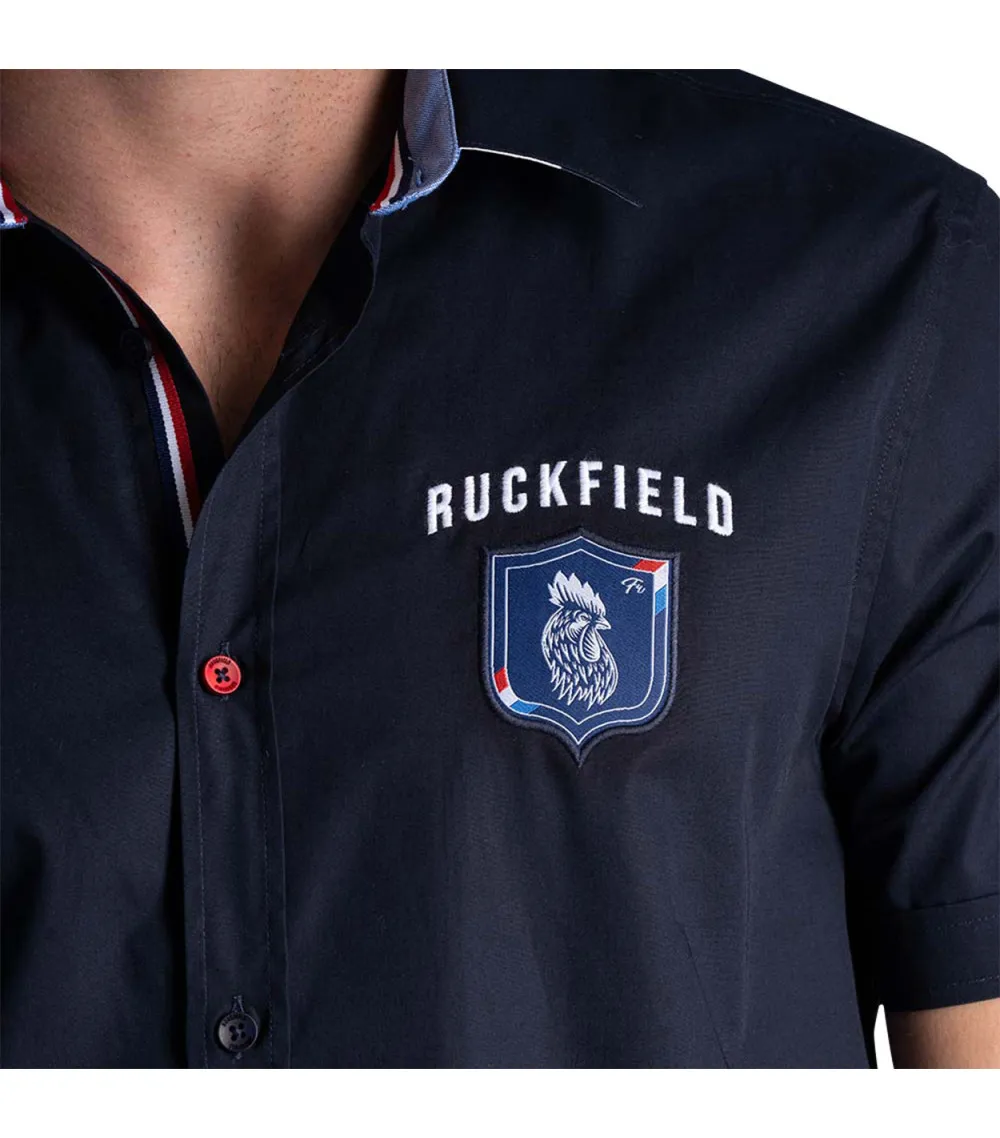 Chemise avec des manches courtes et un col français Ruckfield bleu marine