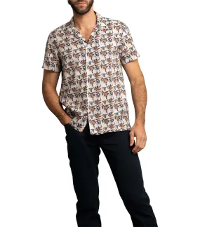 Chemise Delahaye avec manches courtes et col français rouille