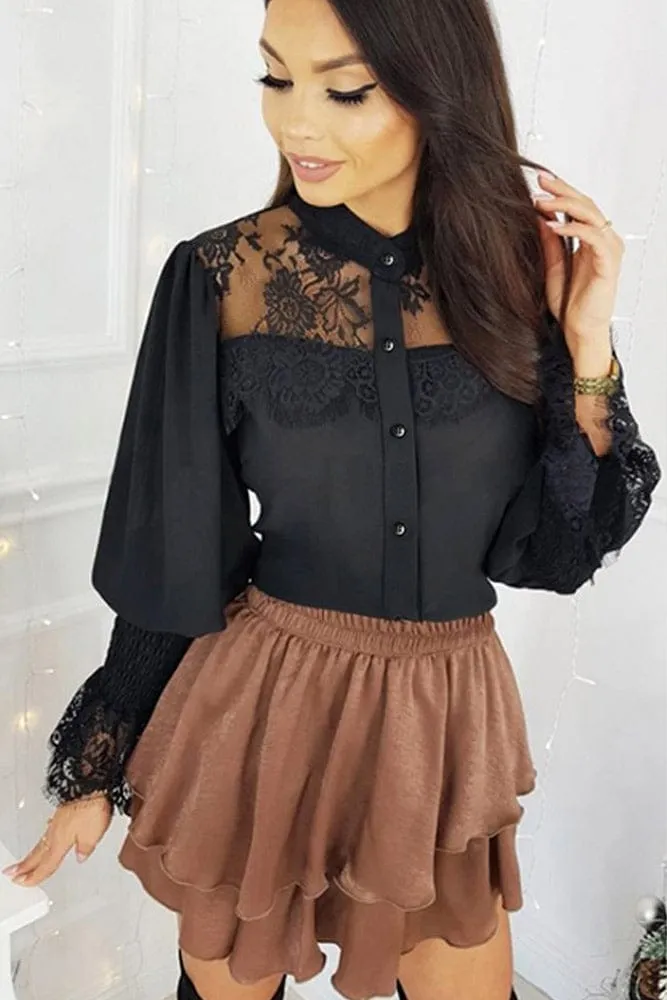 Chemisier Noir Dentelle