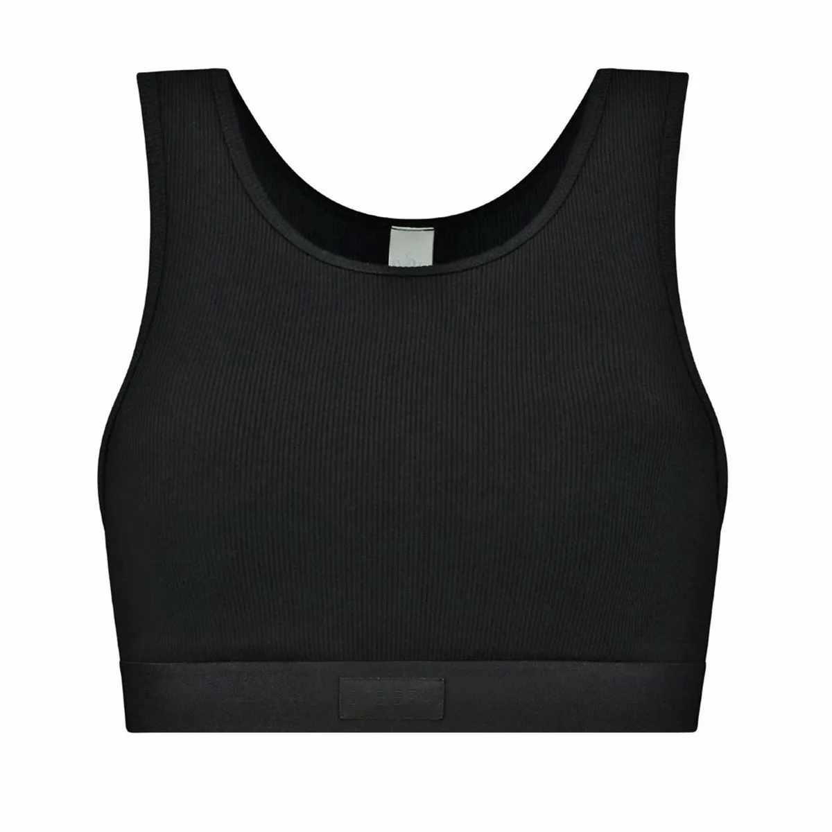 Crop top mousses amovibles maille côtelée Natural Rib noir Bye Bra