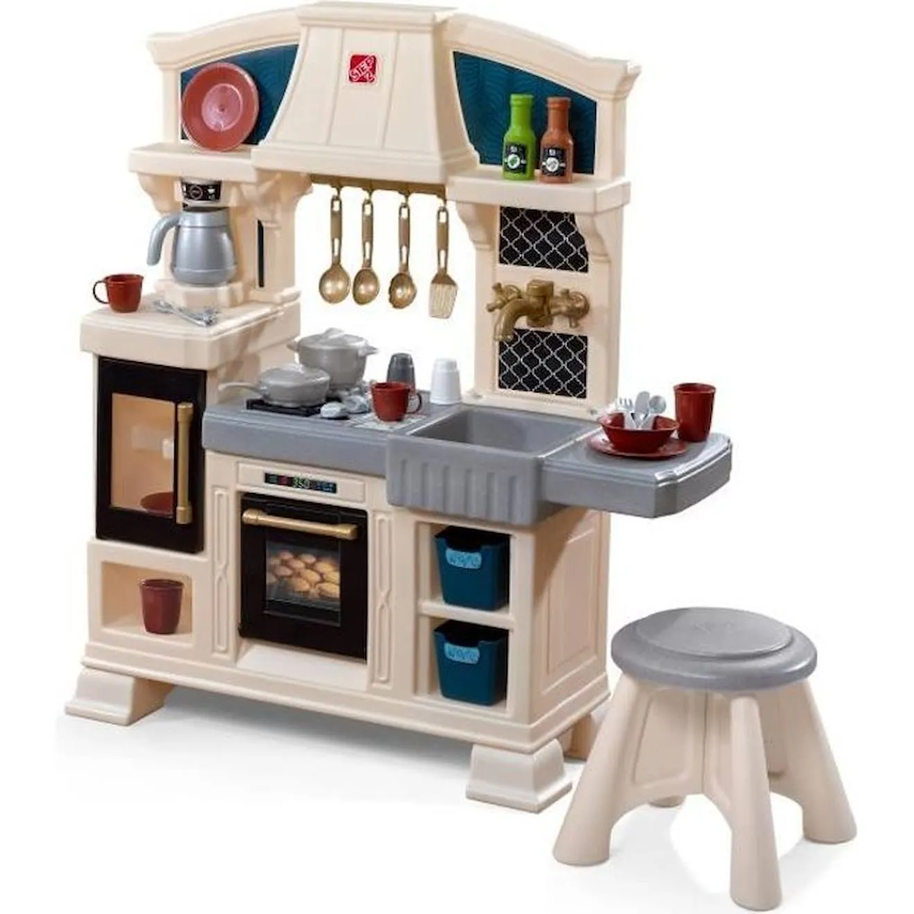 Cuisine enfant en plastique Step2 - Classic Chique - Kit d'accessoires 28 Pièces gris - Step2