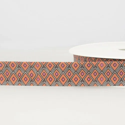 Disquette 25m biais imprimé vitraux orange 27mm