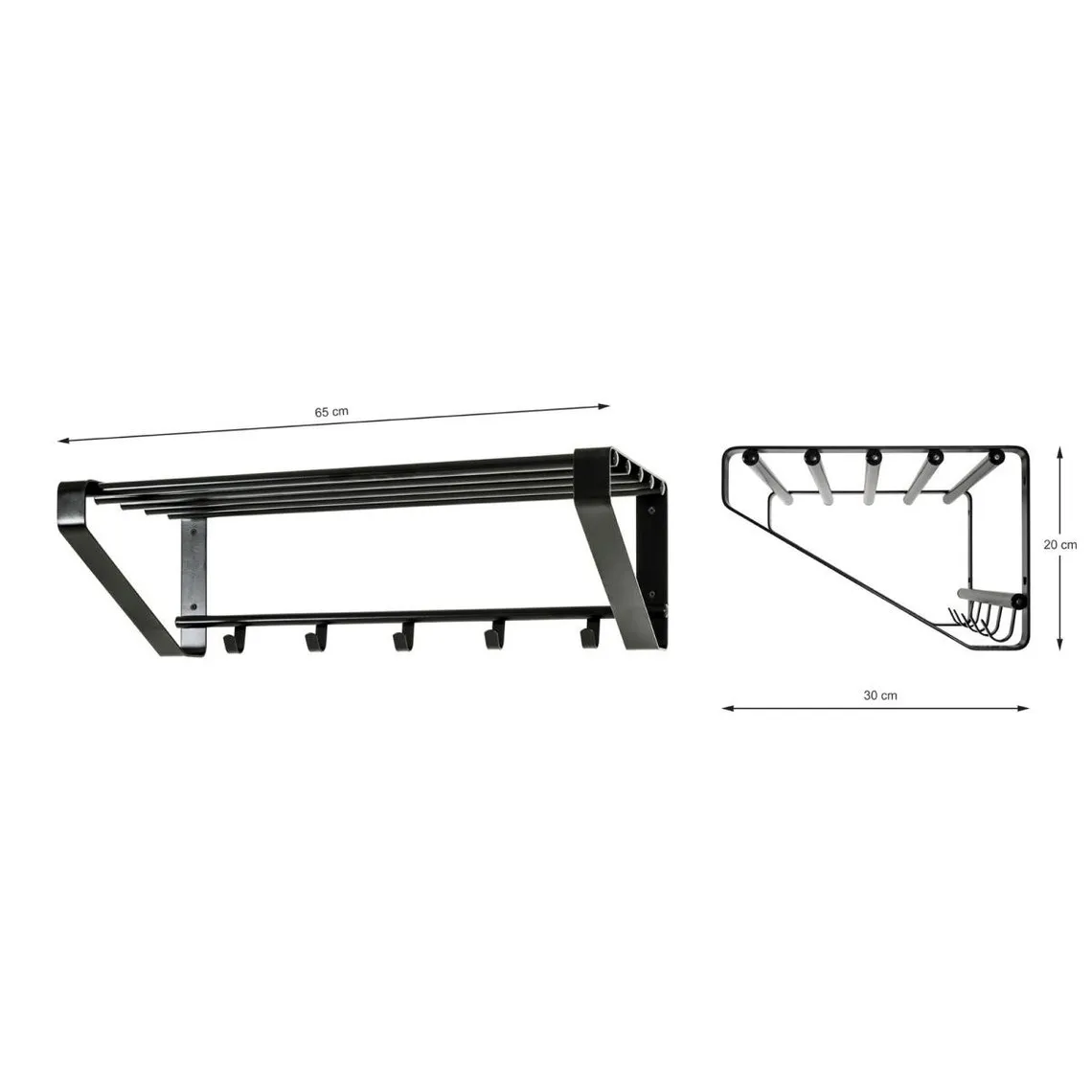 garderobe murale métal époxy noir 5 crochets | 3 Suisses
