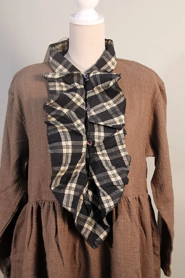 Les Ours Robe manteau Poema coton khadi chocolat