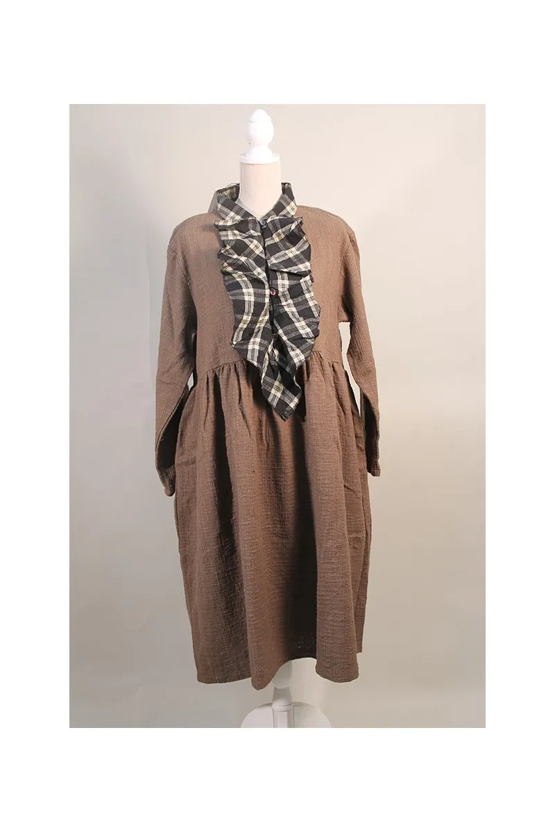 Les Ours Robe manteau Poema coton khadi chocolat