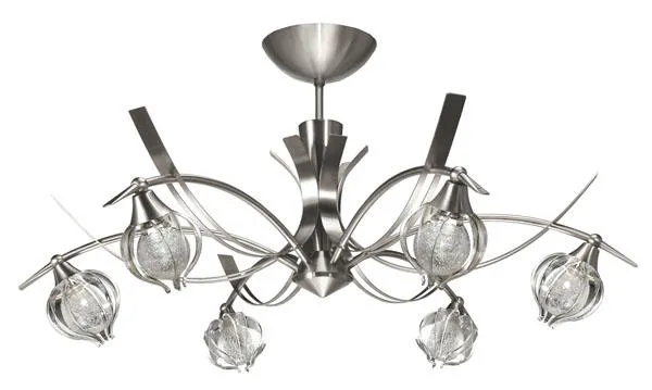Lustre 6 Lampes design Cvl Physalis Nickel Nickel satiné Laiton massif