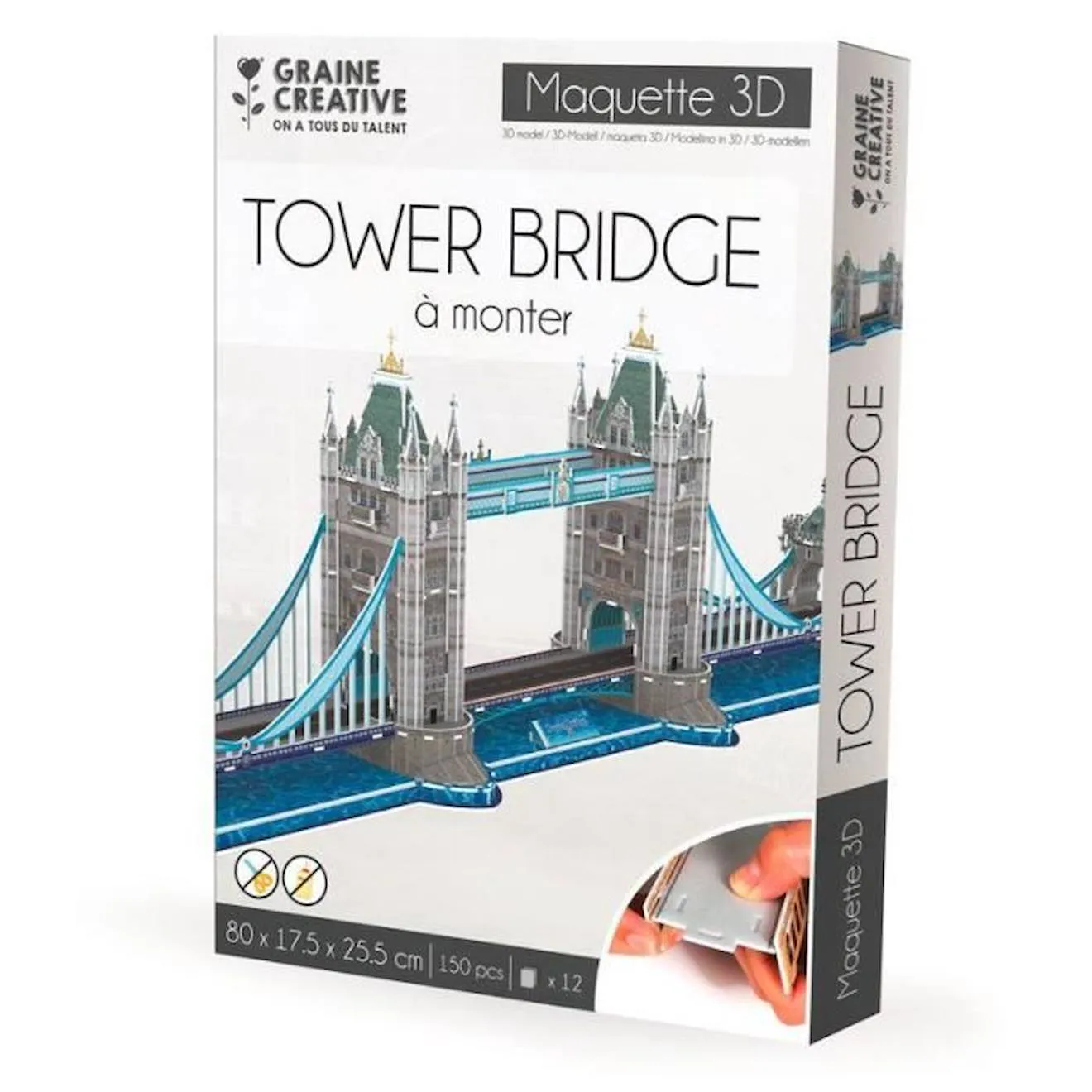 Maquette à construire soi-même Tower Bridge gris - Graine Creative