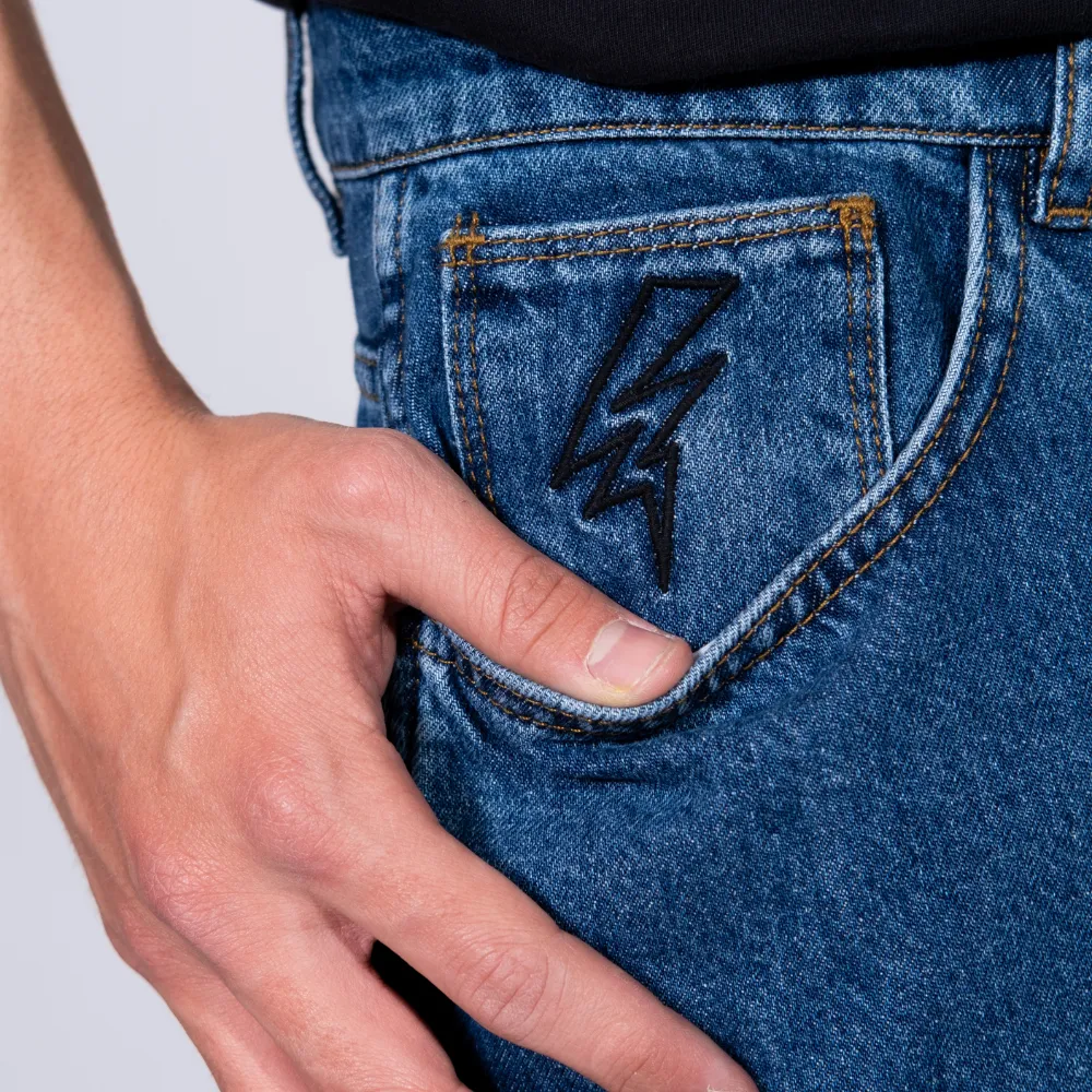 Pantalon de denim ample Charger Bleu foncé