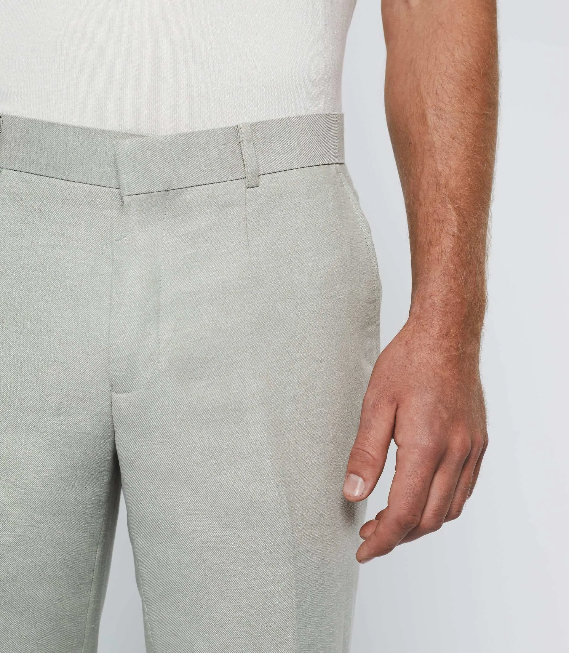 Pantalon ville en lin vert Bcalice