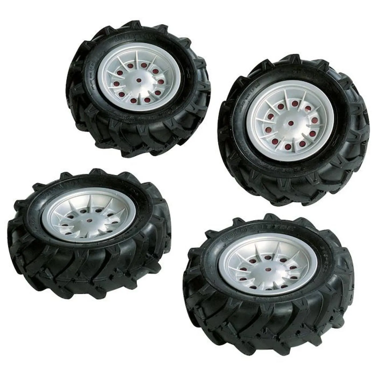 Pneus souples Rolly Toys pour véhicule - 4 pneus de 310x95 cm - jantes argent noir - Rolly Toys