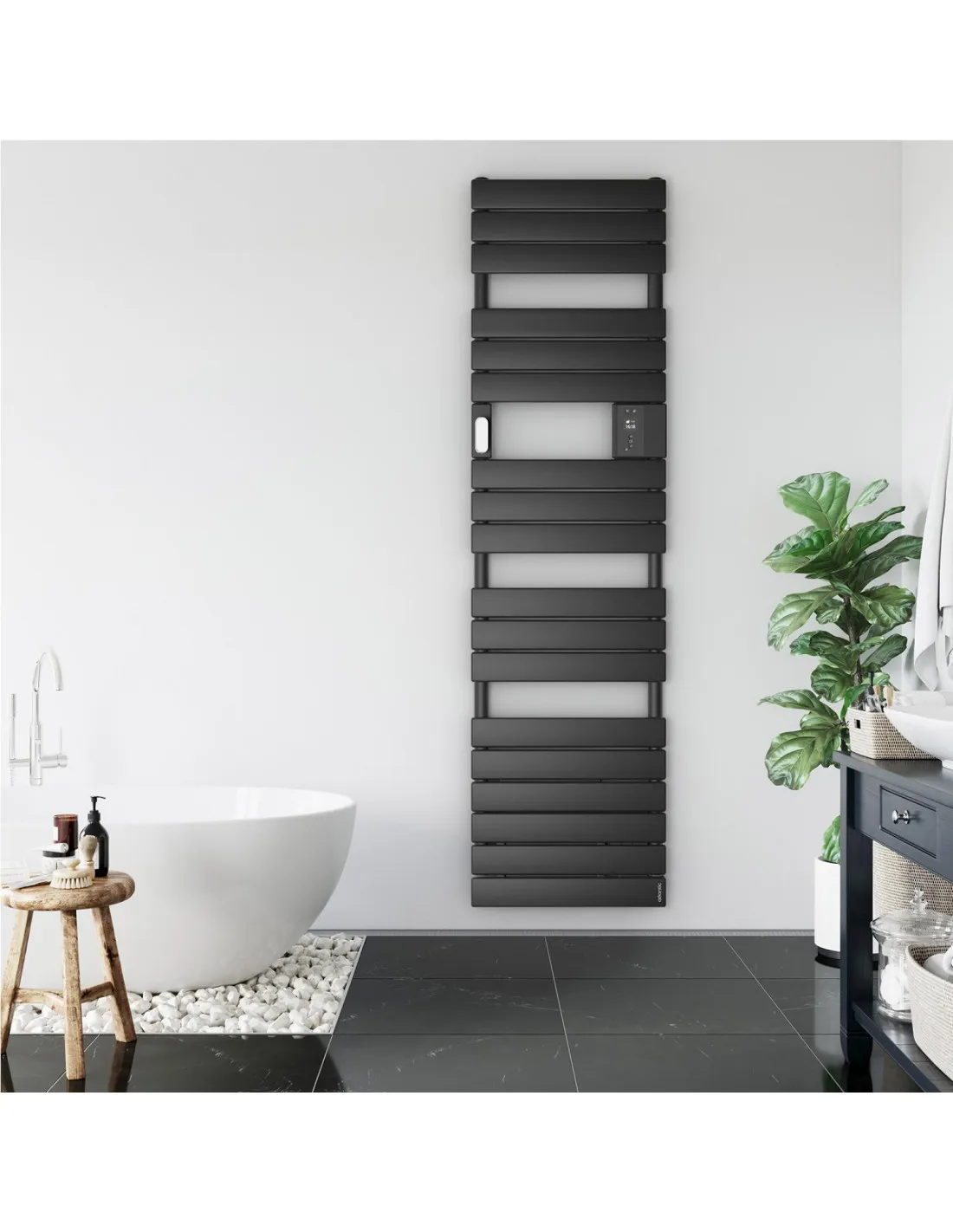Radiateur sèche-serviettes connecté Adelis digital étroit 1500W Blanc Brillant ATLANTIC 862770