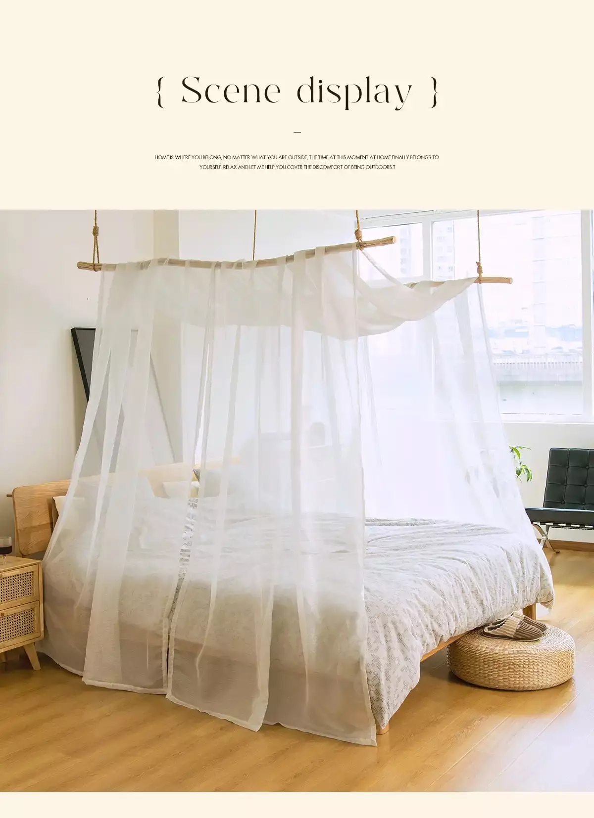 Rideaux Voile de lit Blanc
