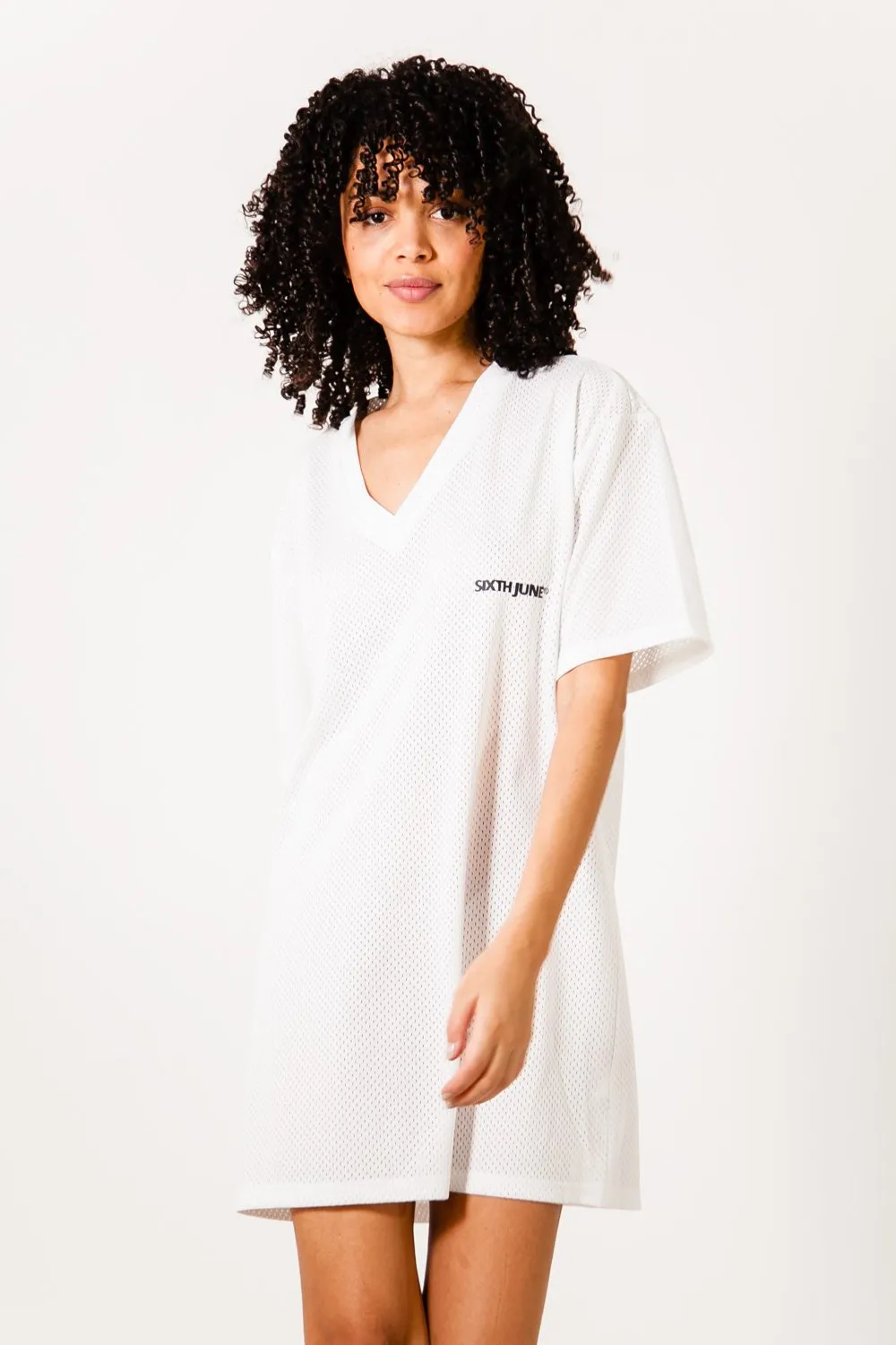 Robe t-shirt mesh logo blanc