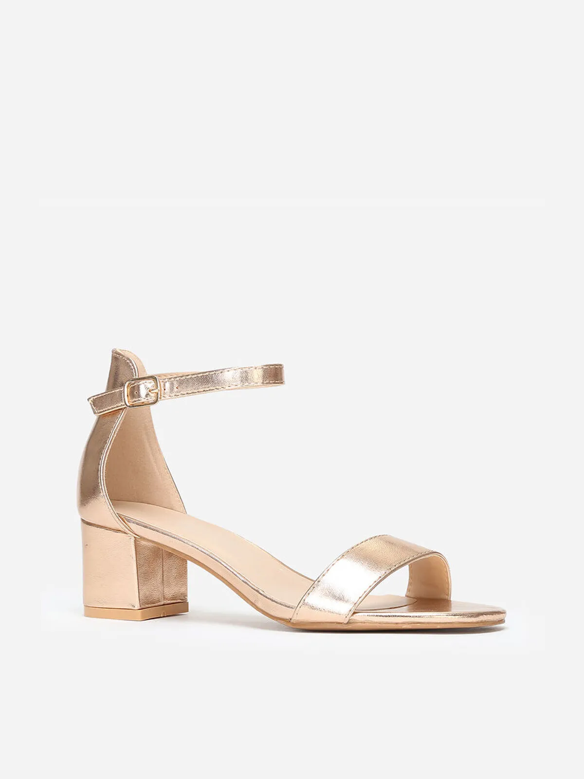 Sandales en simili à petit talon- Doré rose