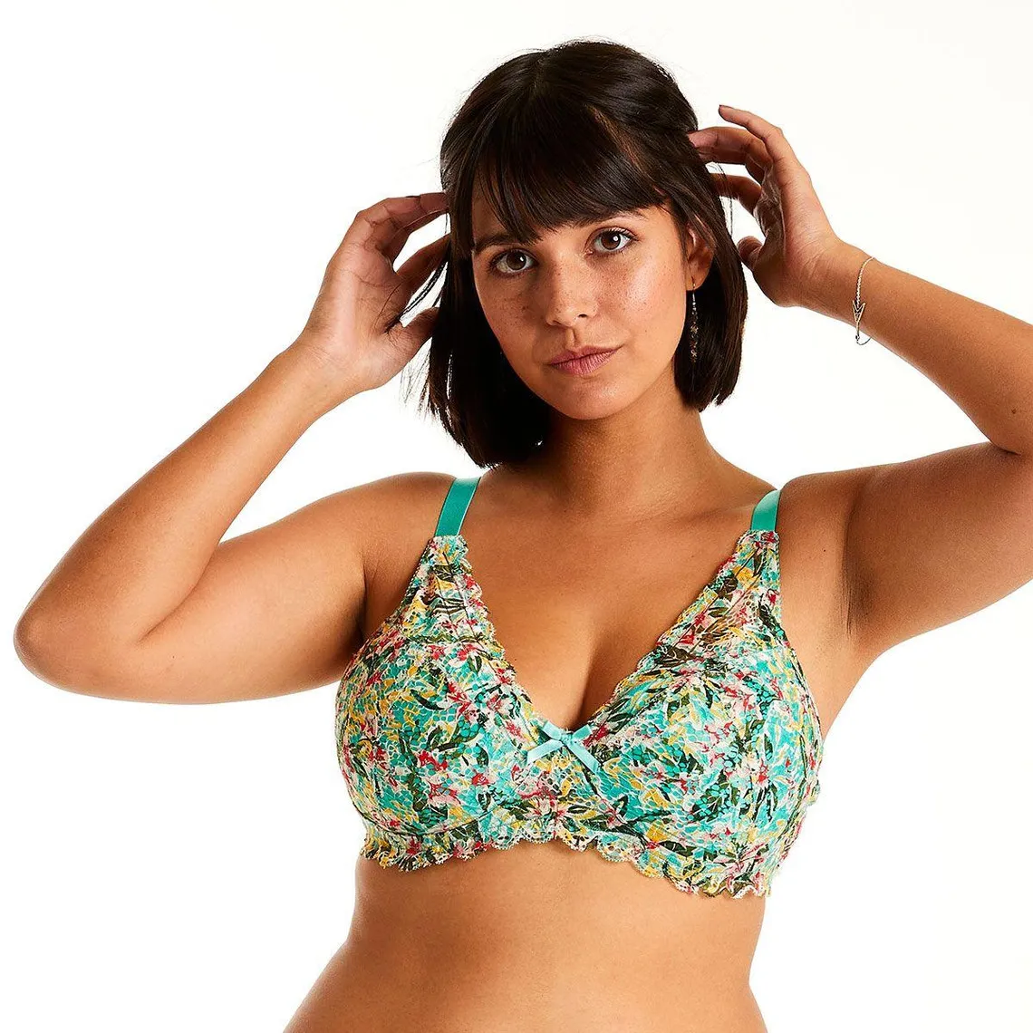 Soutien-gorge sans armatures coque souple turquoise/jaune Elena bleu | 3 Suisses