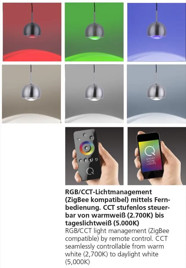 Suspension 2 lampes led connectée Neuhaus Q-Adam Gris