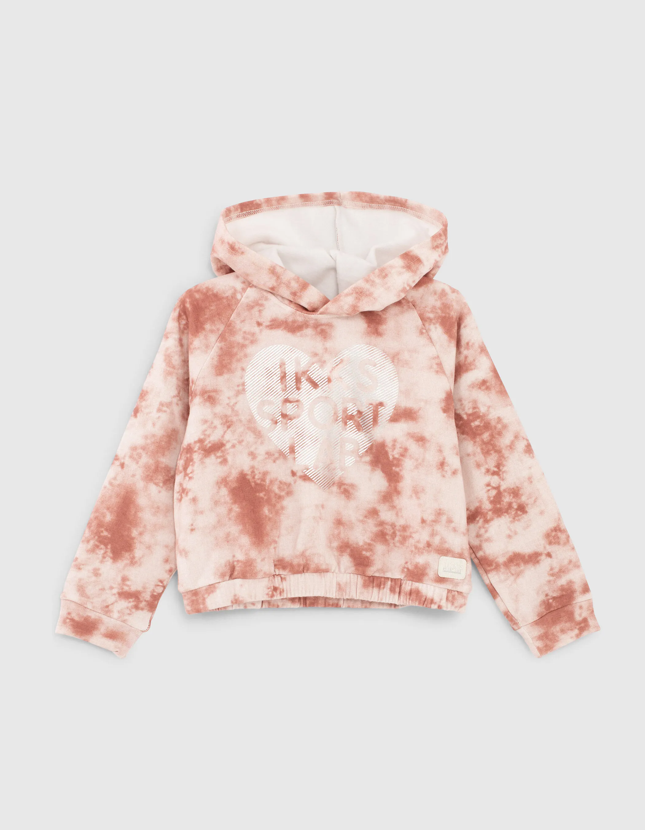 Sweat sport écru tie and dye visuel cœur fille 