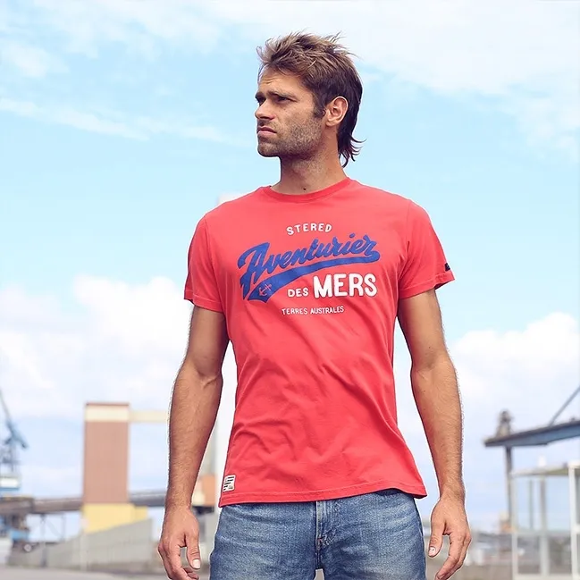 T-shirt Aventurier Terres Australes - Rouge Magma