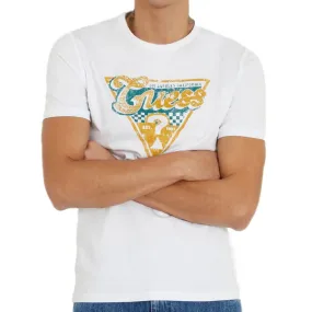 T-shirt Blanc Homme Guess Triangle
