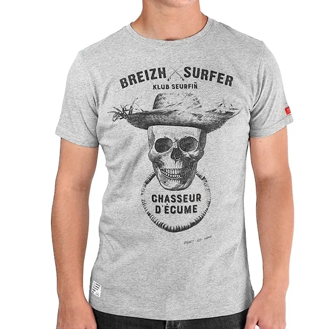 T-shirt Breizh Surfer - Gris chiné
