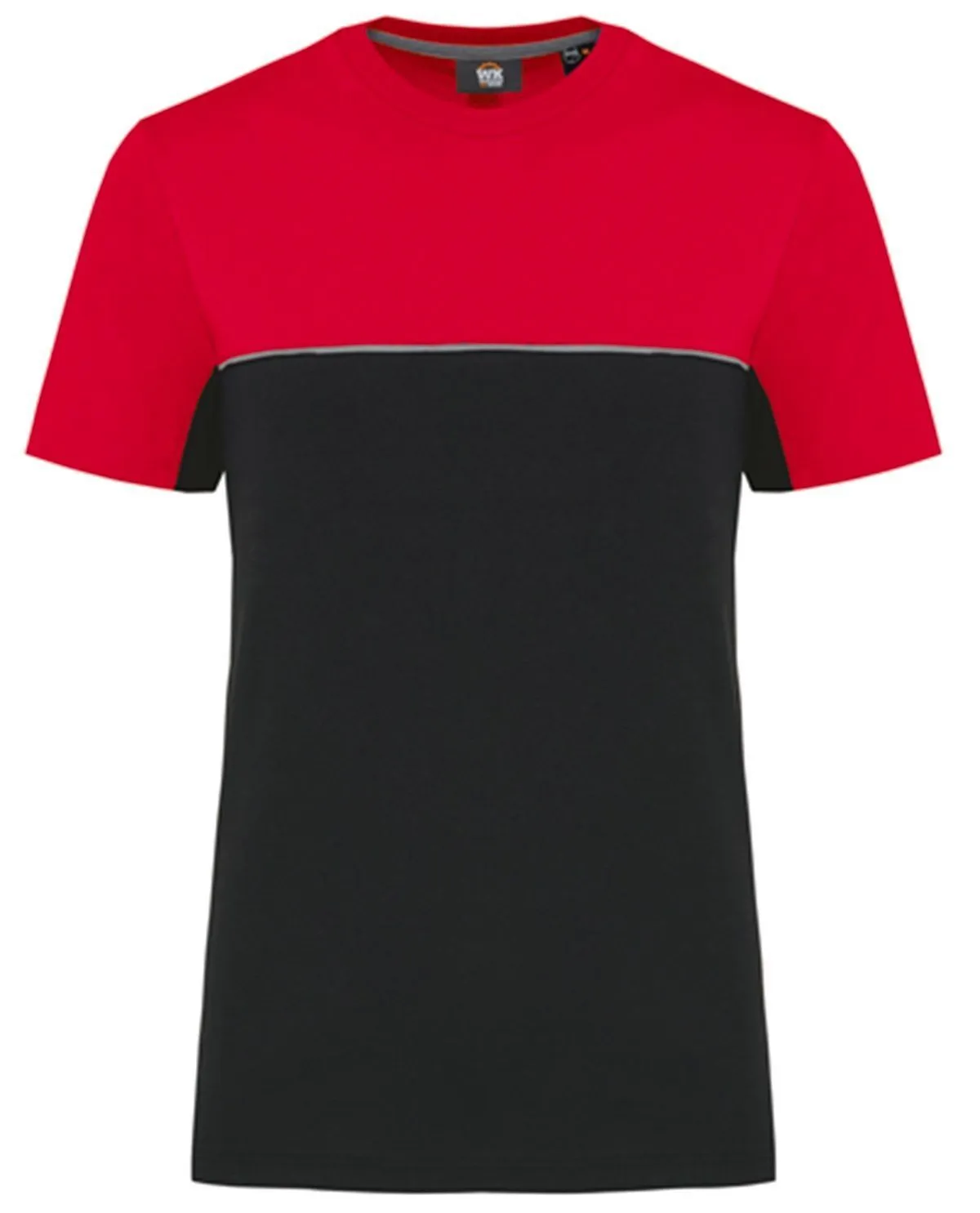 T-shirt de travail bicolore - Unisexe - WK304 - noir et rouge 