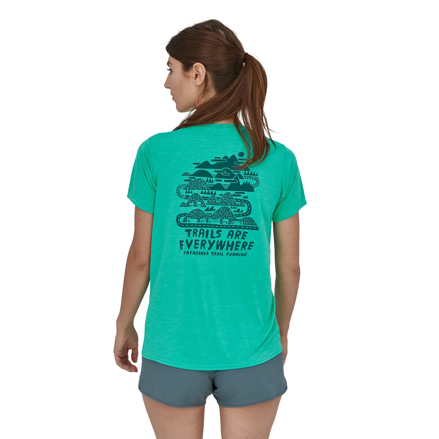 T-Shirt Patagonia Femmes Cap Cool Daily Graphic Shirt Teal X-Dye