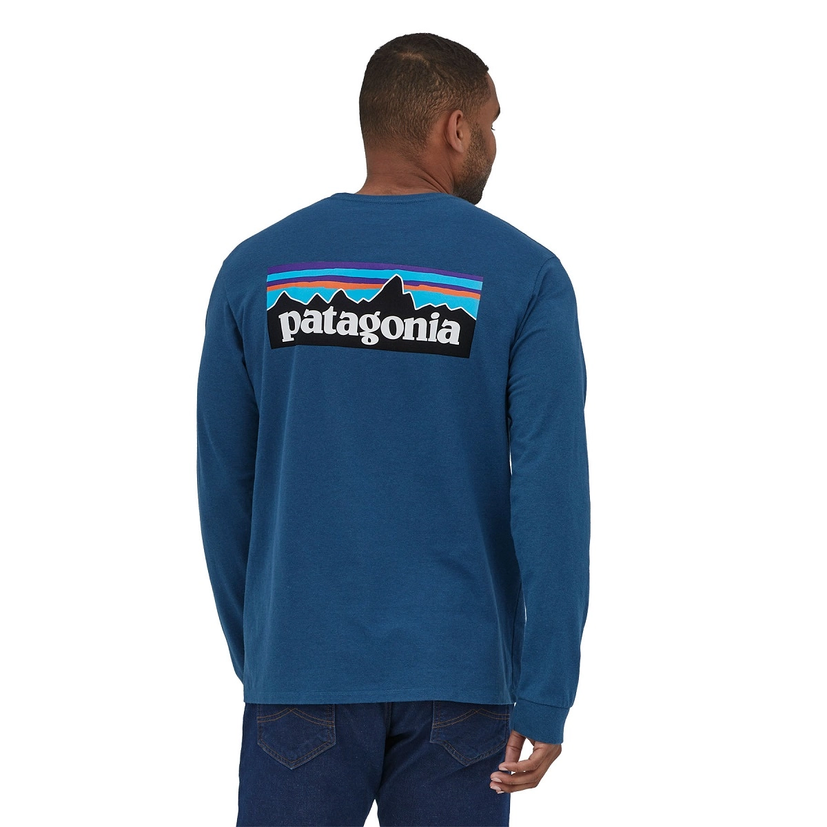 T-Shirt Patagonia Homme L/S P6 Logo Responsibili-Tee Wavy Blue