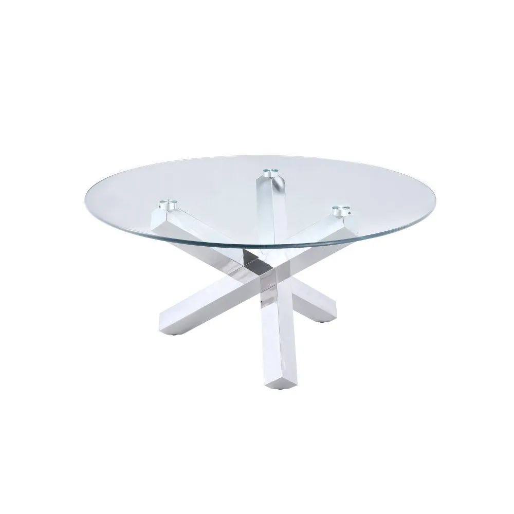 Table basse plateau rond et pieds chromés NORWICH