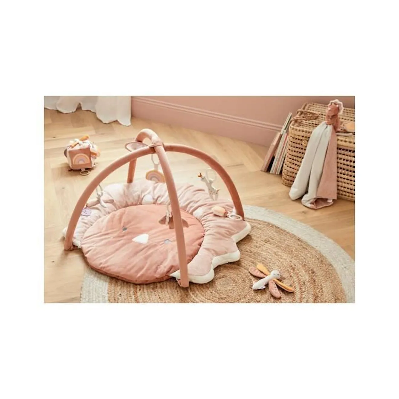 Tapis d'éveil Veloudoux Lina & Joy - rose - NOUKIE'S - Avec arche jouet - Age (Jusqu'à) 3 ans - Effets sonores r