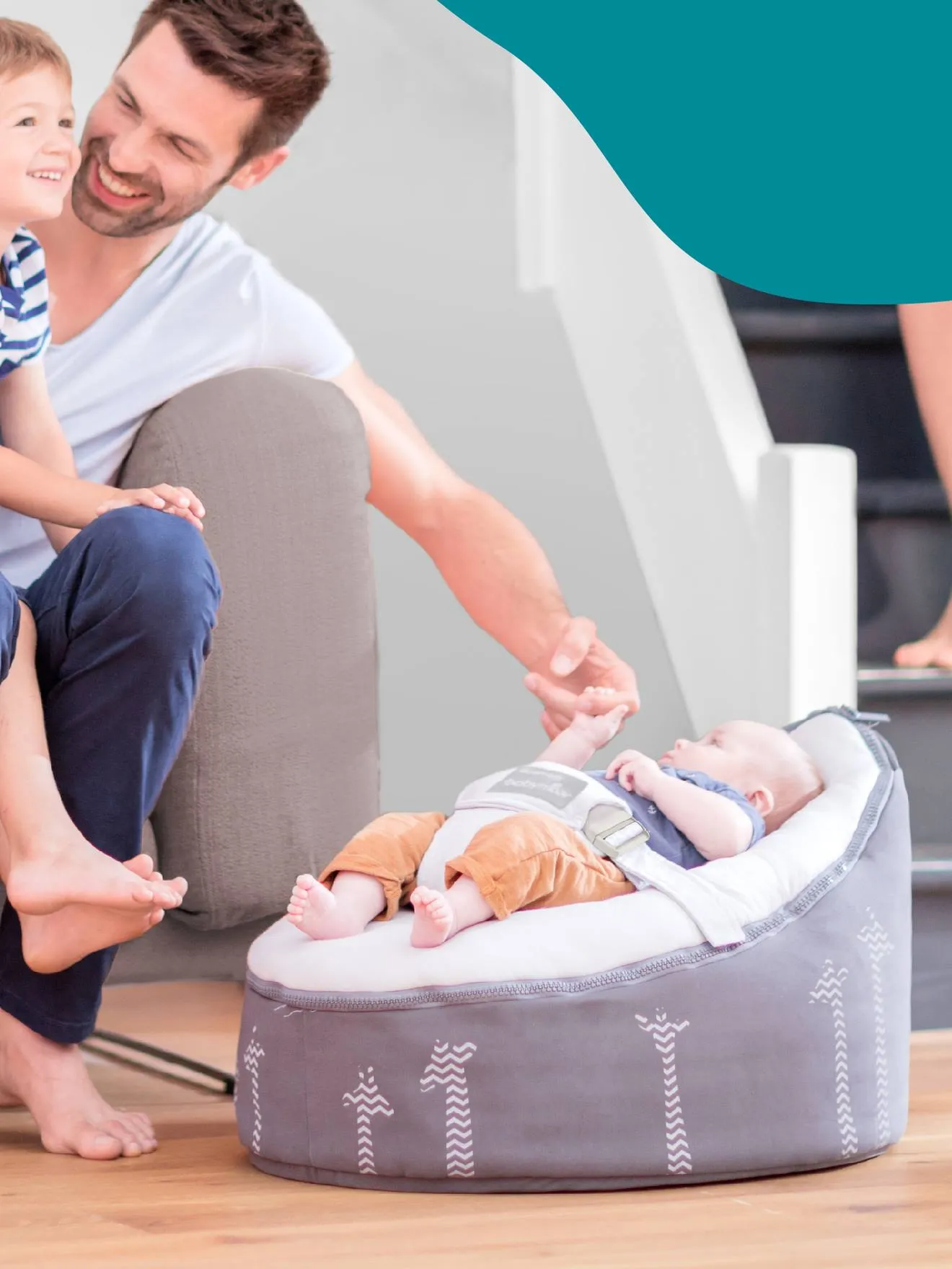 Transat et pouf Doomoo Nid BABYMOOV blanc / gris - Babymoov