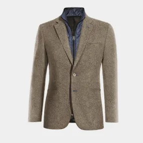Veste brun clair en donegal tweed essentiel
