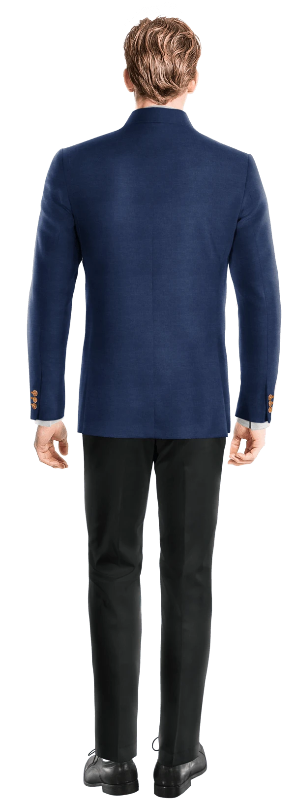 Veste col mandarin bleu marine en lin édition limitée