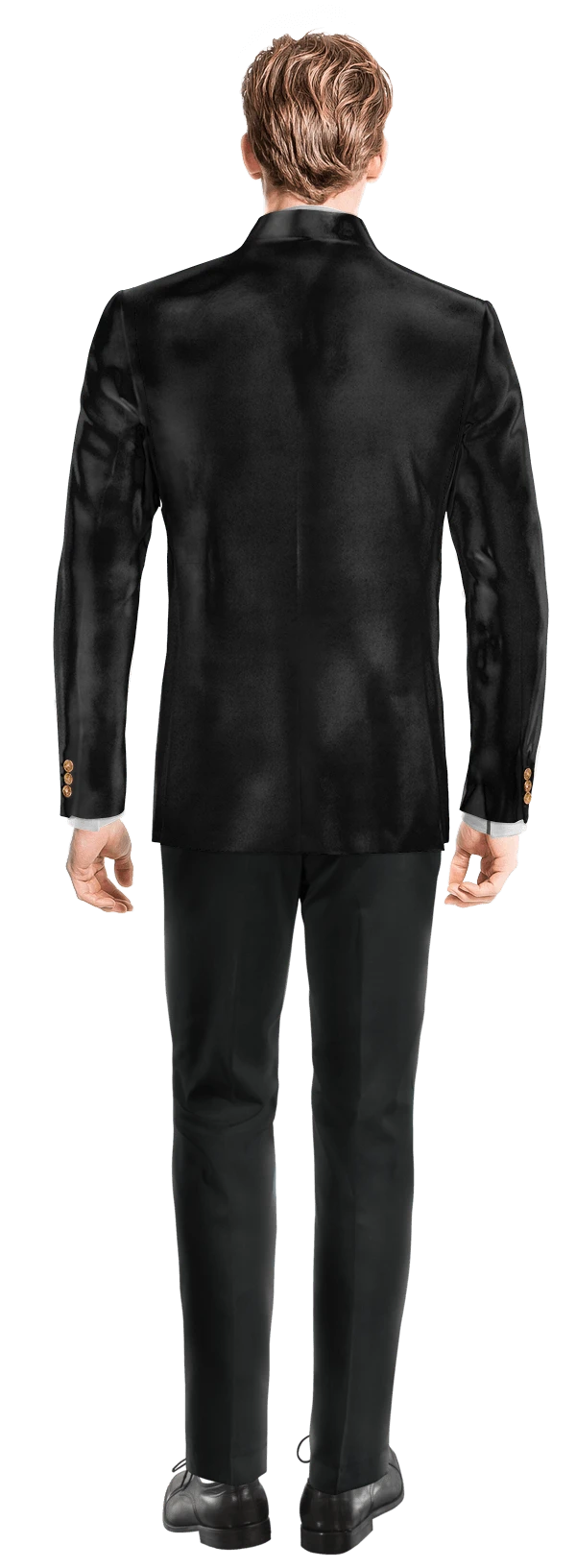 Veste col mandarin noir onyx en velours essentiel