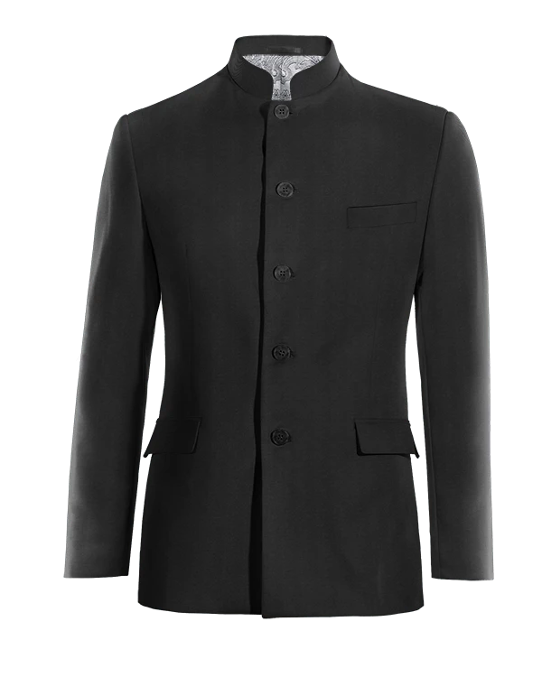 Veste col mao noir onyx de mi-saison