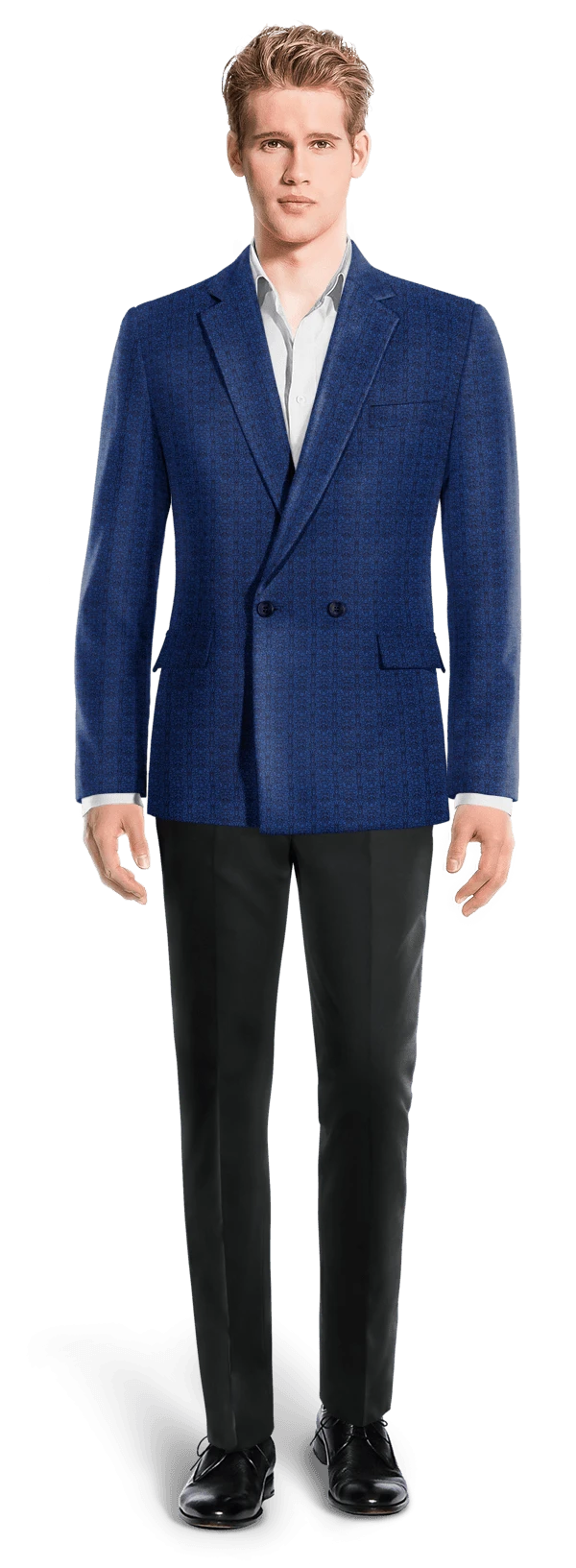 Veste croisée bleu cobalt à motif floral en jacquard