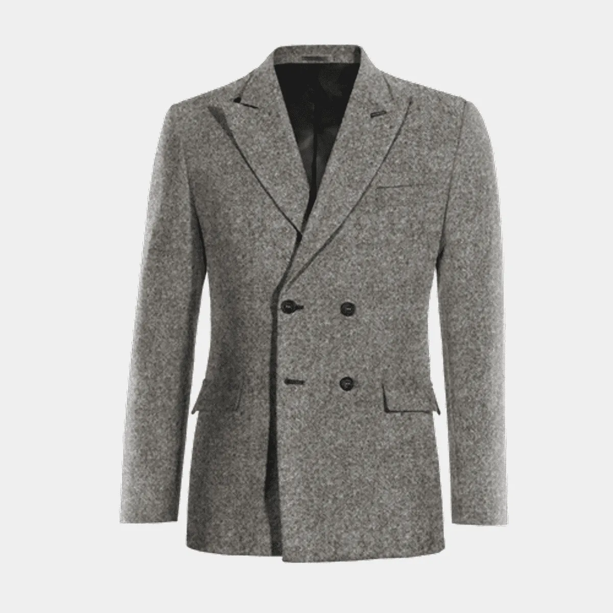 Veste croisée gris clair en donegal tweed