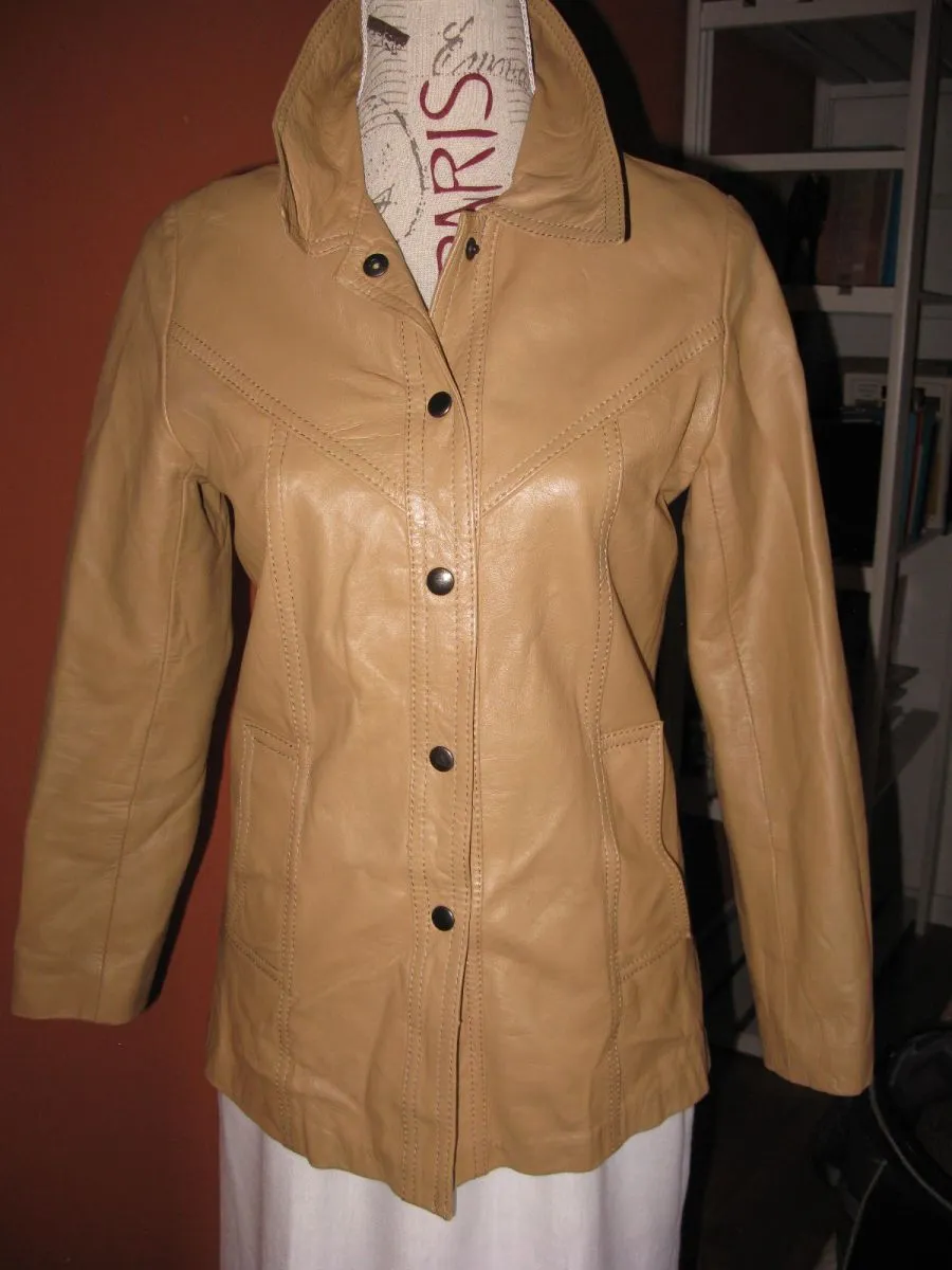 veste en cuir d'agneau souple femme vintage