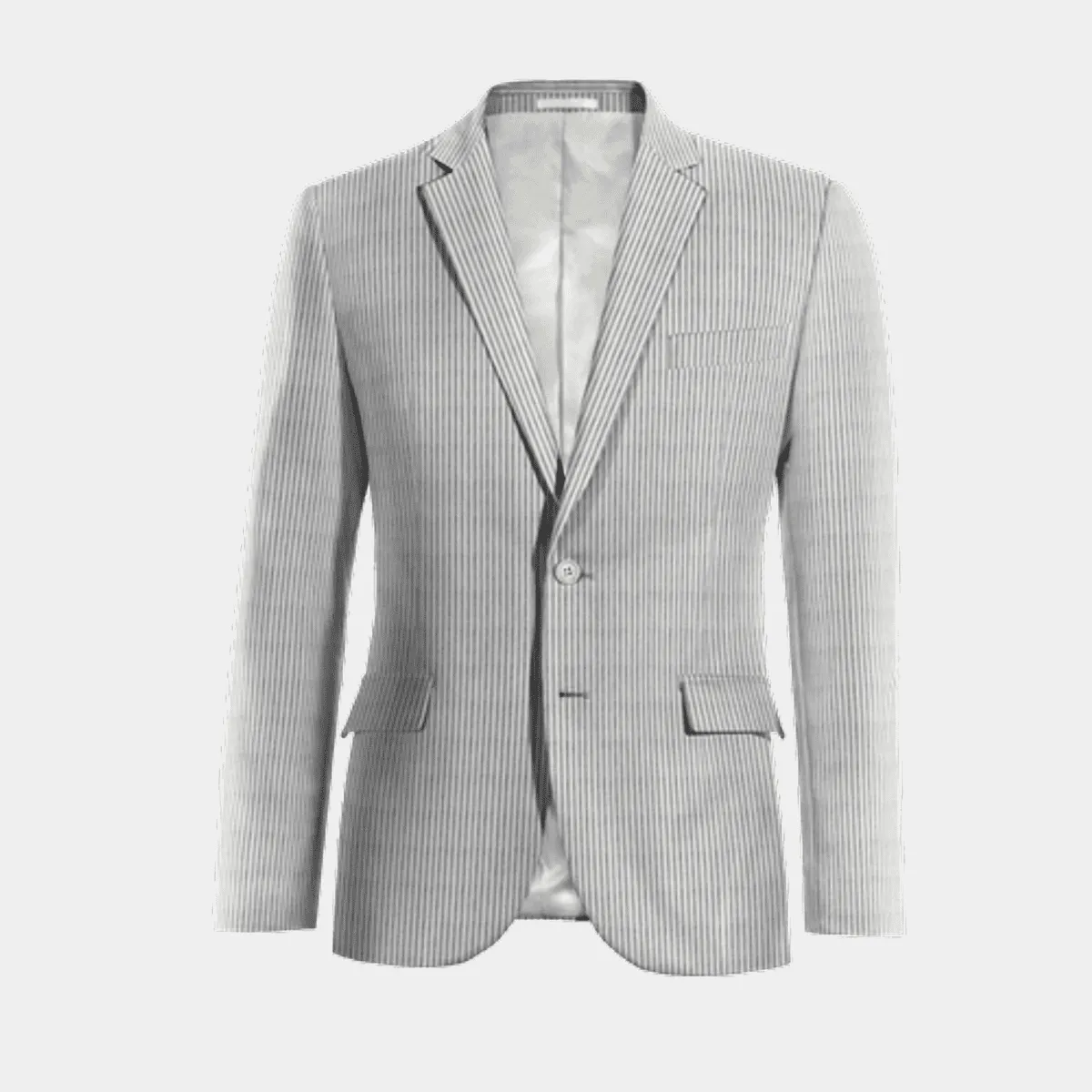 Veste gris clair à rayures en seersucker légère