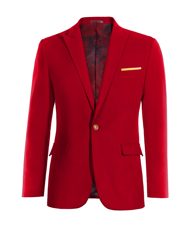 Veste rouge revers en pointe slim fit avec une pochette