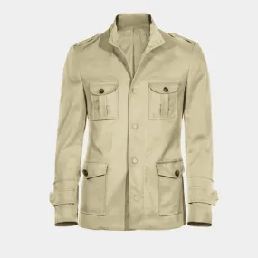 Veste saharienne beige avec épaulettes
