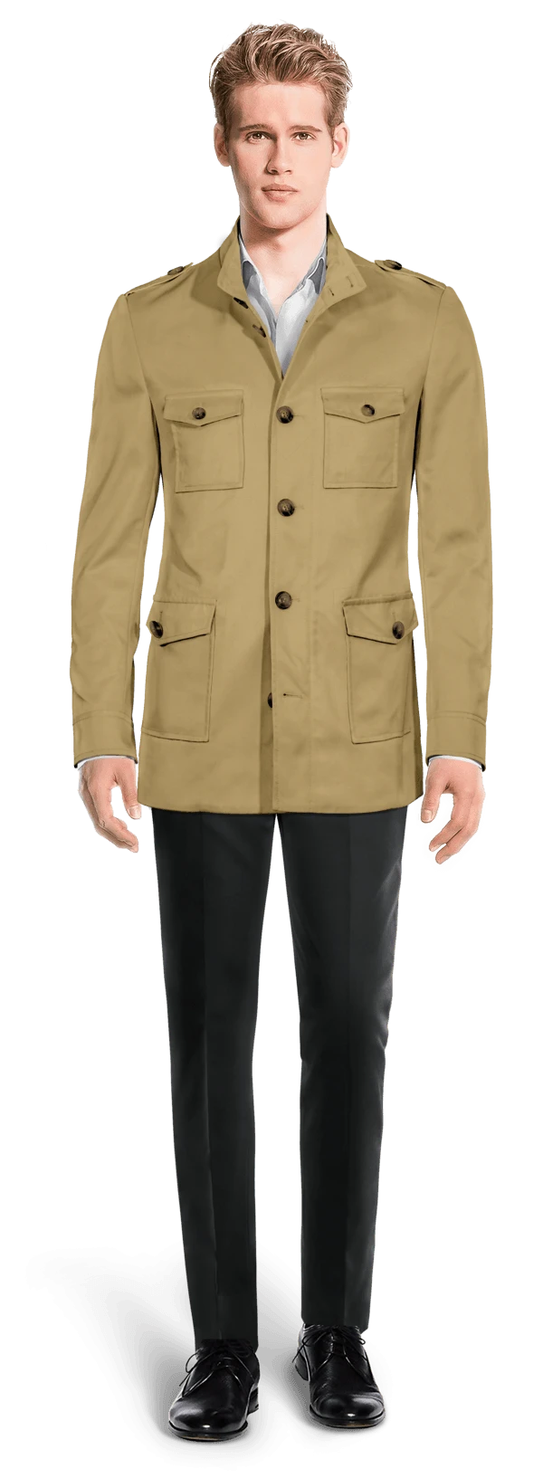 Veste saharienne en coton Sable avec épaulettes
