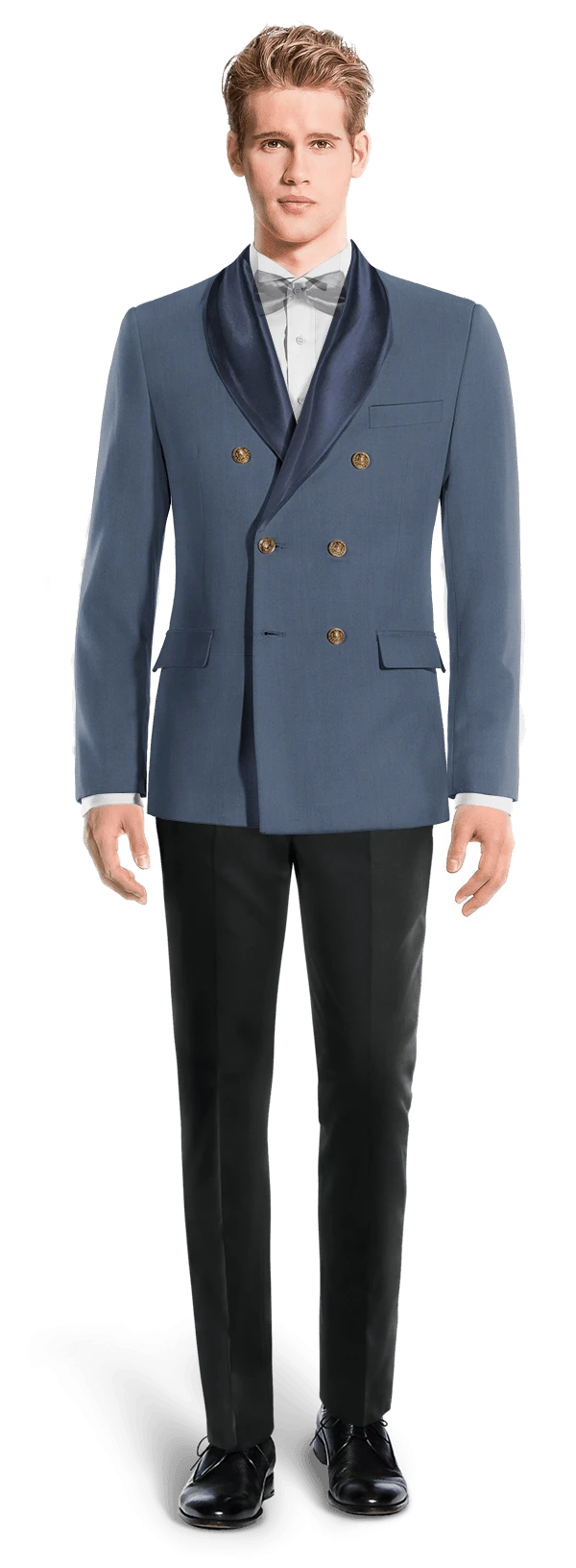 Veste Smoking croisée bleu à larges revers