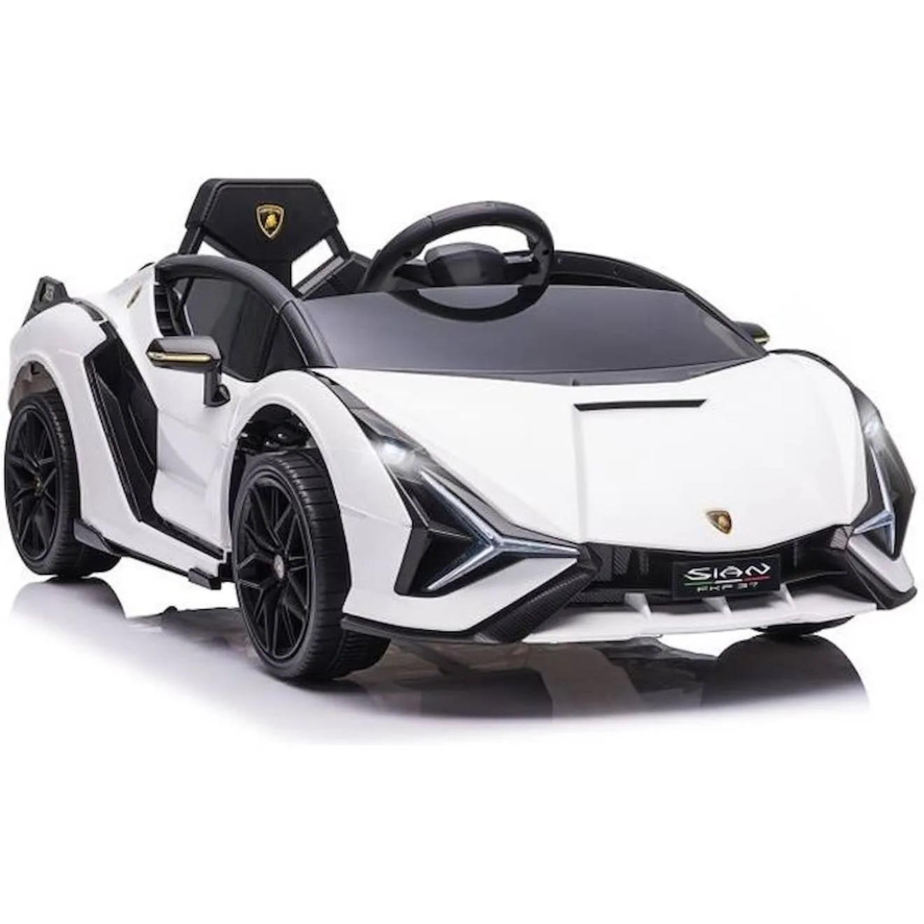 Voiture électrique enfant HOMCOM - Lamborghini Sian - 12V - Effets sonores et lumineux - Blanc rouge - Homcom