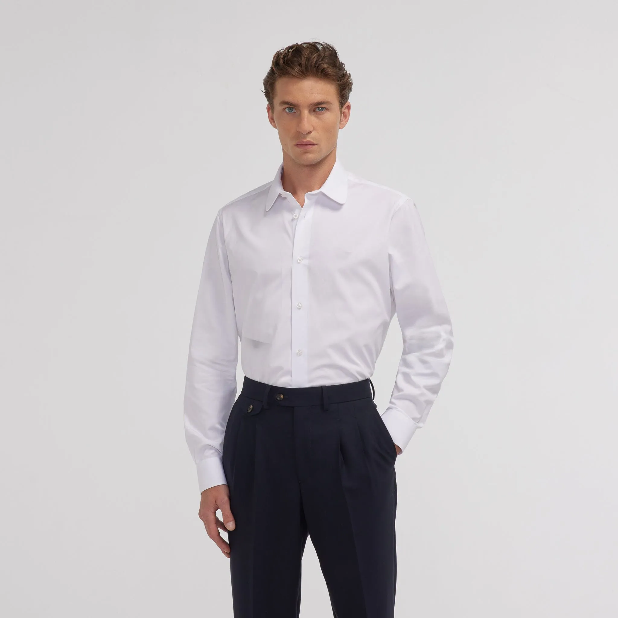 White double-twisted poplin shirt
