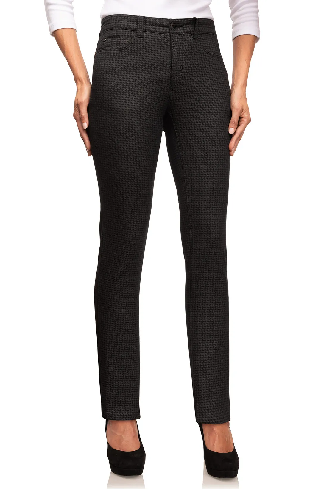 Wonderjeans skinny L37 pouces, noir pied de poule